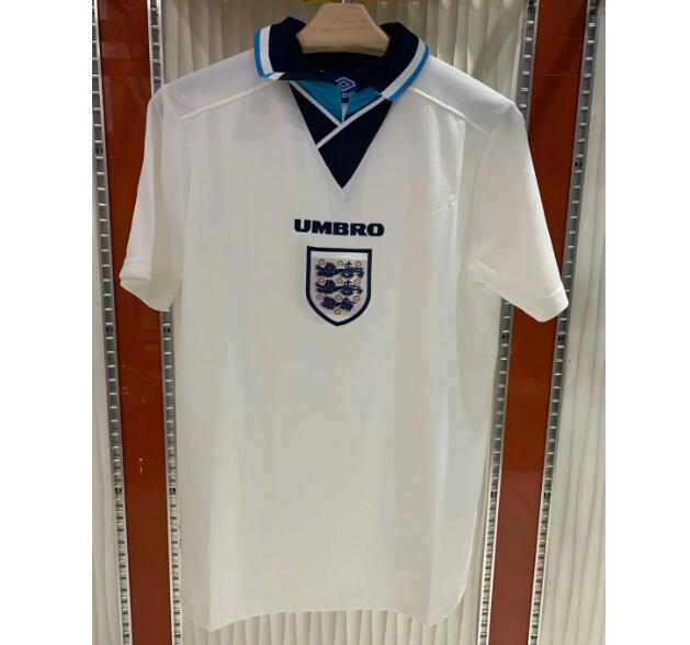 1996 England Retro Home Kit Soccer Jersey